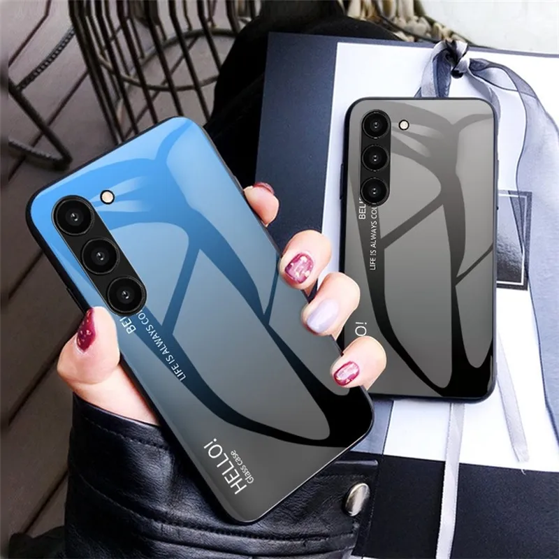 Ốp lưng kính cường lực cho Samsung Galaxy S23 / S23 Ultra / S23 Plus / S23+ hiệu HOTCASE Gradient Case chống sốc chống va đập, hiệu ứng gradient theo góc nhìn, chống sốc cực tốt, chất liệu cao cấp - hàng nhập khẩu