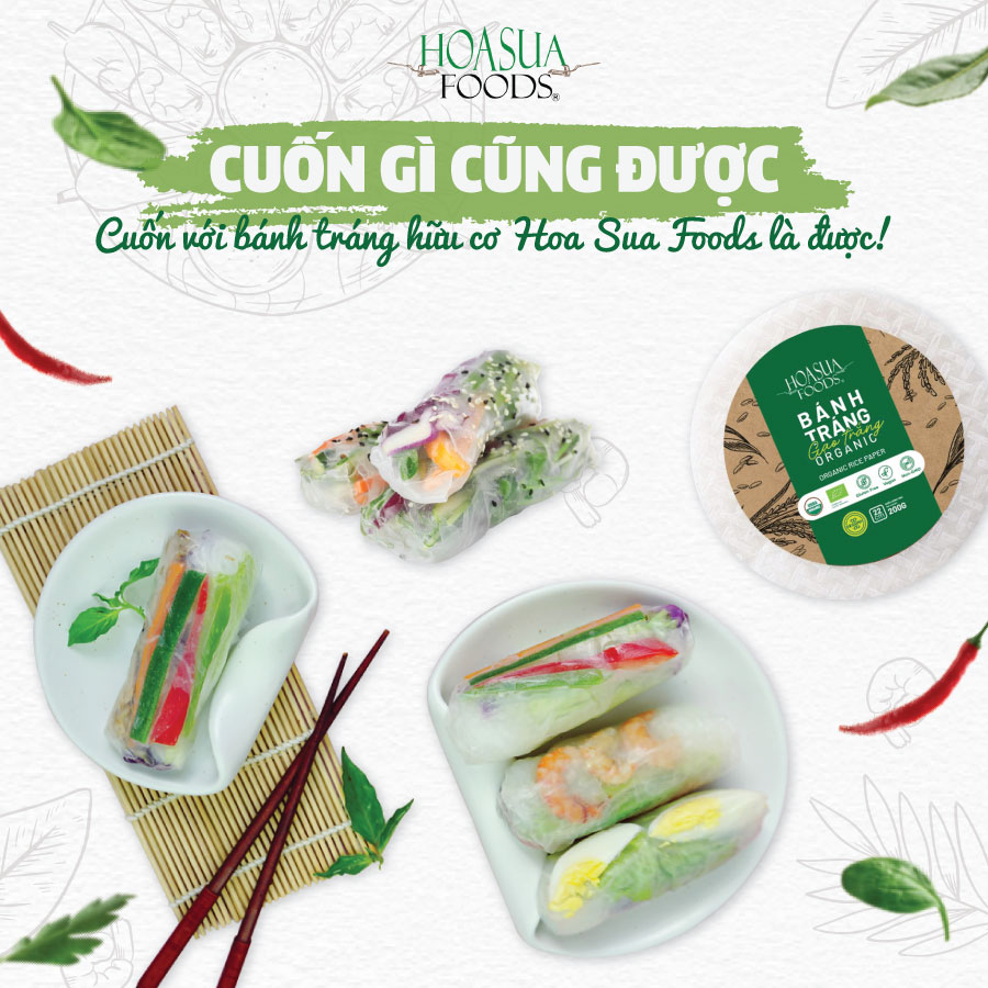 Bánh tráng gạo trắng hữu cơ HOA SUA FOODS 200g (size 22cm) - mềm, dai, dẻo, ngon