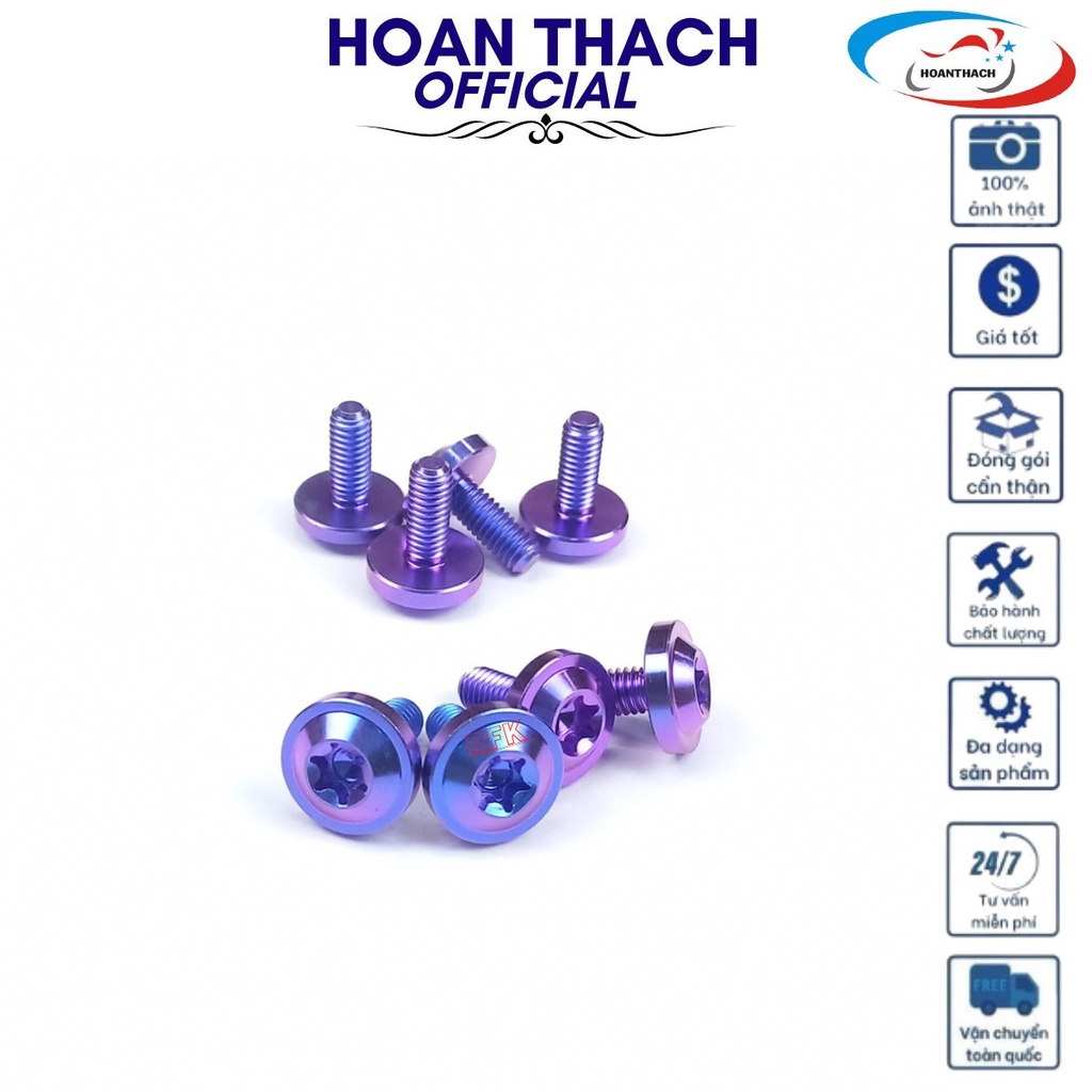 Ốc Gr5 Titan Dù 6L15 Tím ốp pô , đít pô cho xe máy Vario HOANTHACH SP010598 (giá 1 con)