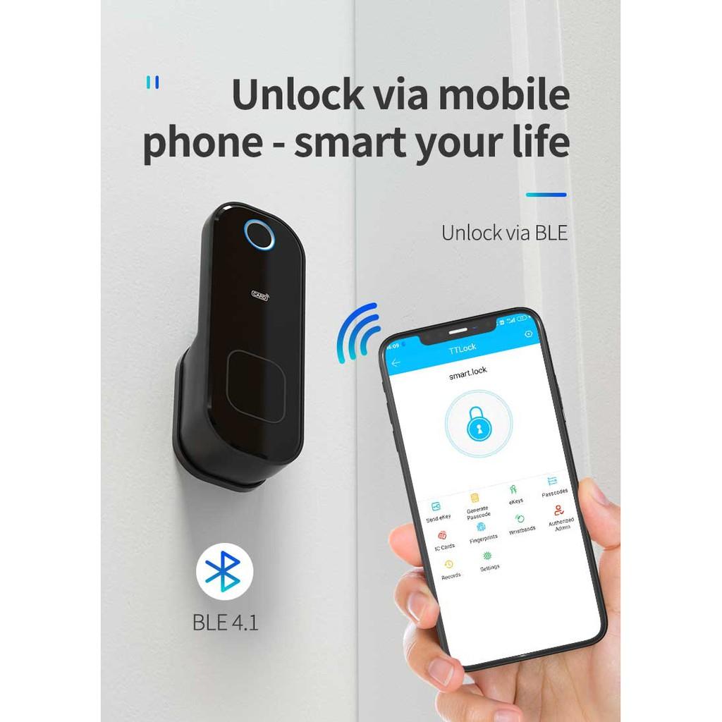 Khóa cổng vân tay thông minh TUYA R5 kết nối Wifi mở bằng vân tay, mật khẩu, thẻ từ, chìa cơ, app điện thoại-TUYA/Smartlife