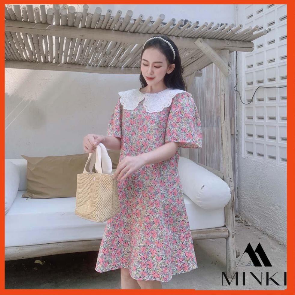 ĐẦM SUÔNG HOA CỔ REN - CHẤT LIỆU THÔ TƠ NHẬP KHẨU - MÀU SẮC HOA HỒNG/VÀNG/XANH _HOT