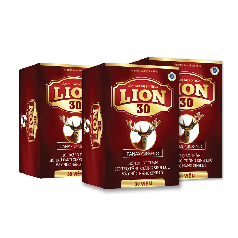 Combo 3 hộp Sâm Nhung Bổ Thận Lion 30 - Hỗ trợ Tăng Cường Chức Năng Sinh Lý Nam - Giảm Triệu Chứng Tiểu Đêm, Tiểu Nhiều Lần