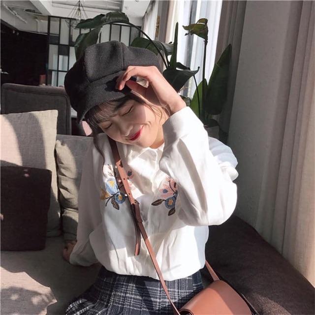 Áo Sơmi dài tay thêu hoa tinh tế