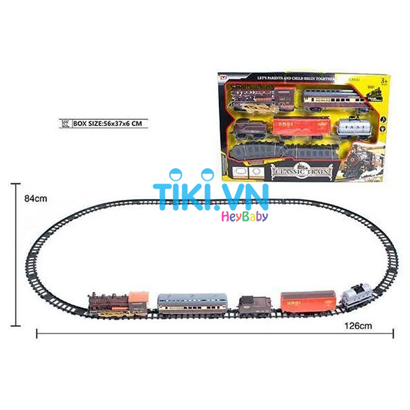 Bộ Đồ Chơi Tàu Hỏa Chạy PIN, 5 Toa , Cỡ Lớn Có Nhạc, Đèn, Khói Mô Phỏng Và Đường Ray, Mẫu Mới Chất Lượng Cao