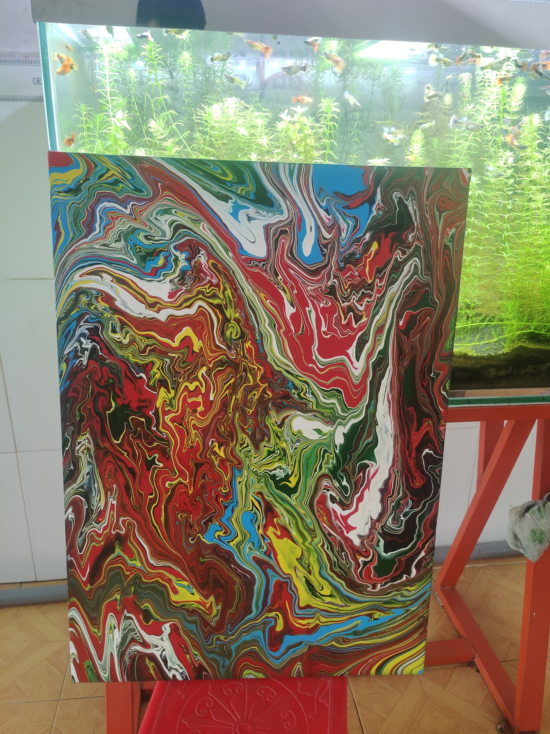Tranh vẽ tay trừu tượng-Tranh canvas -acrylic . KT 50 x 70cm