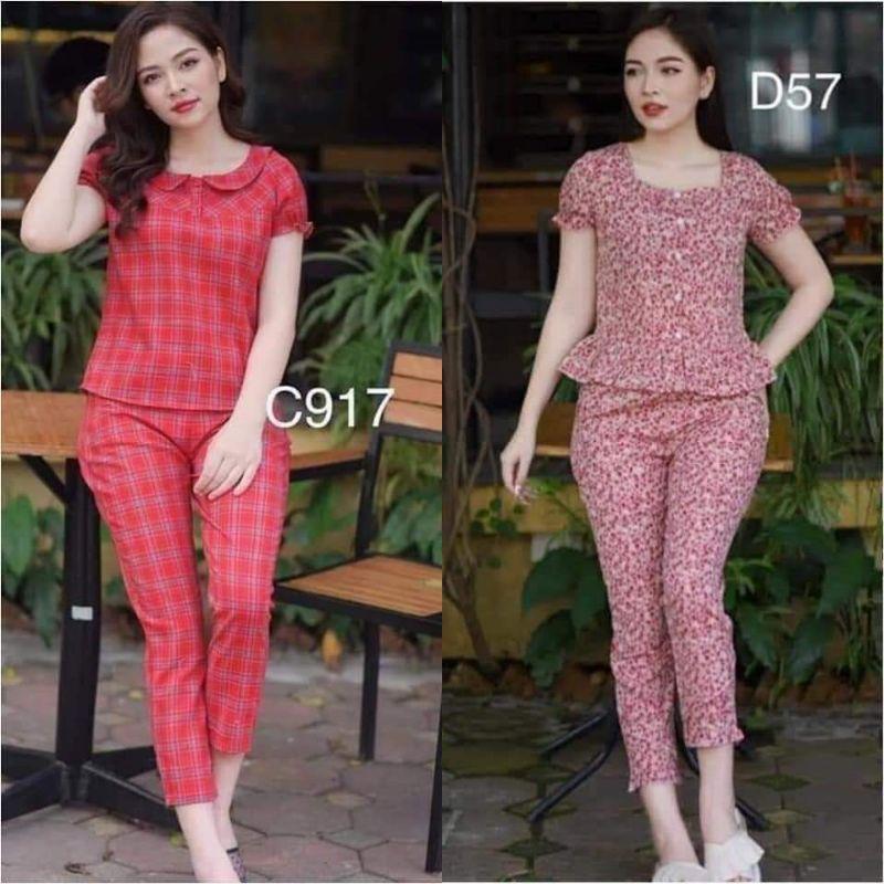 Set đồ bộ cao cấp sau sinh cổ pizama siêu đẹp