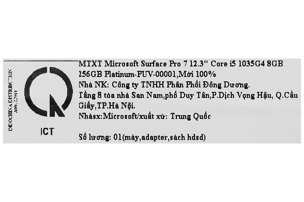 Laptop Surface Pro 7 i5 1035G4/8GB/256GB/12.3&quot;/Touch/Win10/(PUV-00016)/Đen - Hàng chính hãng