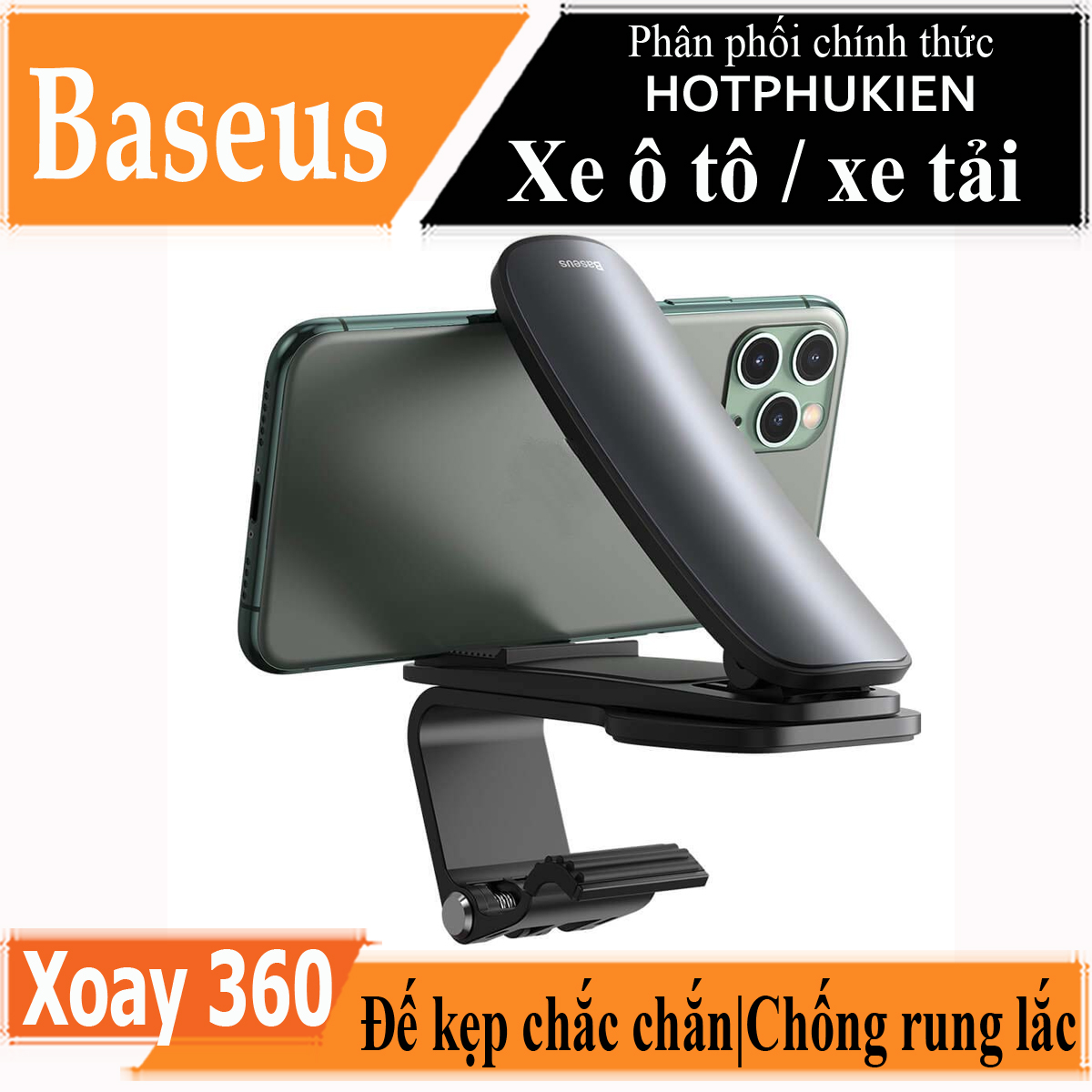 Giá đỡ điện thoại dạng kẹp ngang trên xe ô tô hiệu Baseus Big Mouth Pro Car Mount iPhone, Samsung, Oppo, Xiaomi, Huawei, Nokia (chế độ xoay 360 độ, vật liệu metal cao cấp, thiết kế nhỏ gọn, dùng cho điện thoại 4.7 đến 6.5 inch) - hàng nhập khẩu