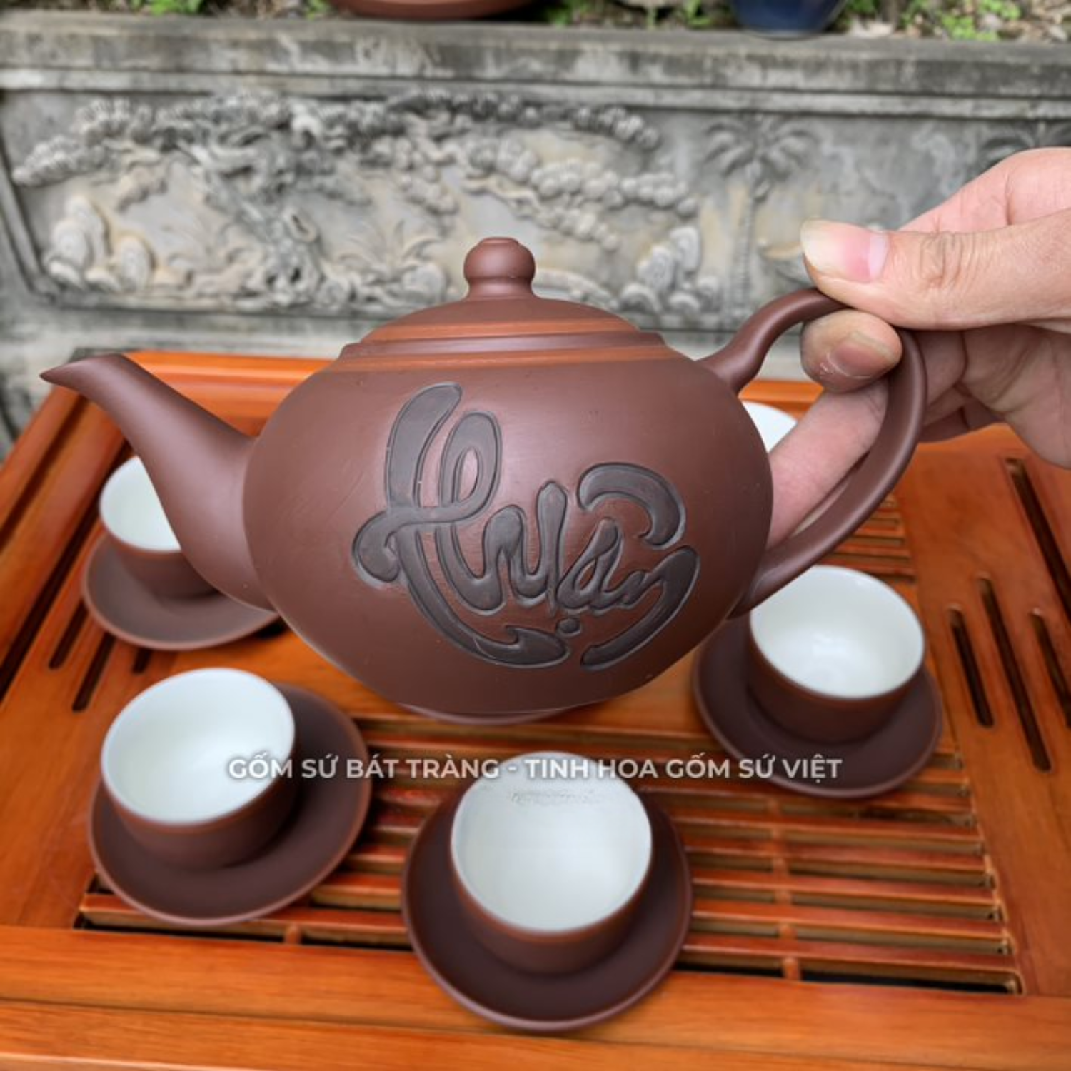 Bộ ấm chén uống trà cao cấp , bộ ấm trà Bát Tràng - trường sa thuận thư phong