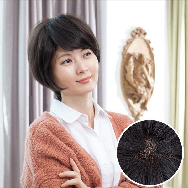 Tóc thật trung niên bằng tóc thật siêu da TGT-009
