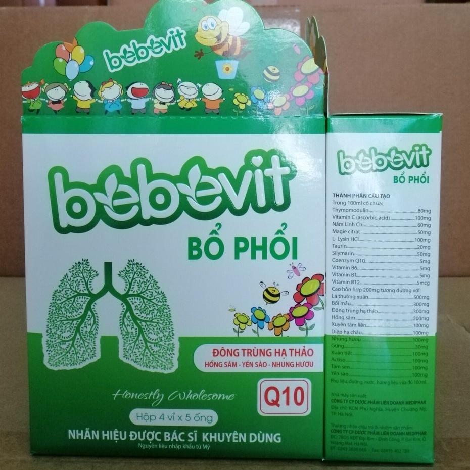 Bebevit Bổ Phổi - Đông trùng hạ thảo, hồng sâm, yến sào giúp bổ phổi và tăng cường chức năng phổi - Hộp 20 vỉ