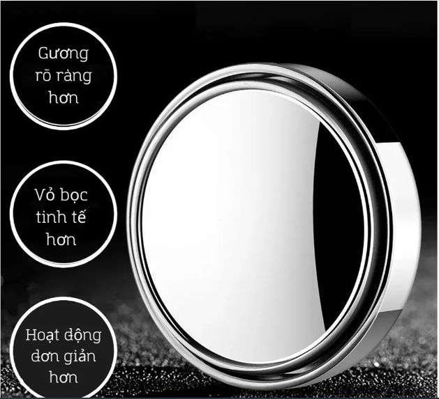 Gương Cầu Lồi Ô Tô Gắn Kính Hậu Có Viền Xoay 360 Xóa Điểm Mù