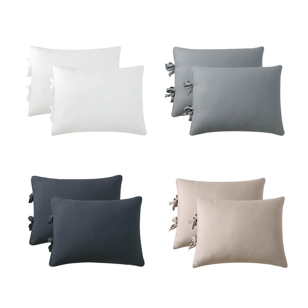 Solid Color Polyester Pillow Case Cushion Cover with Ties 2-in-1