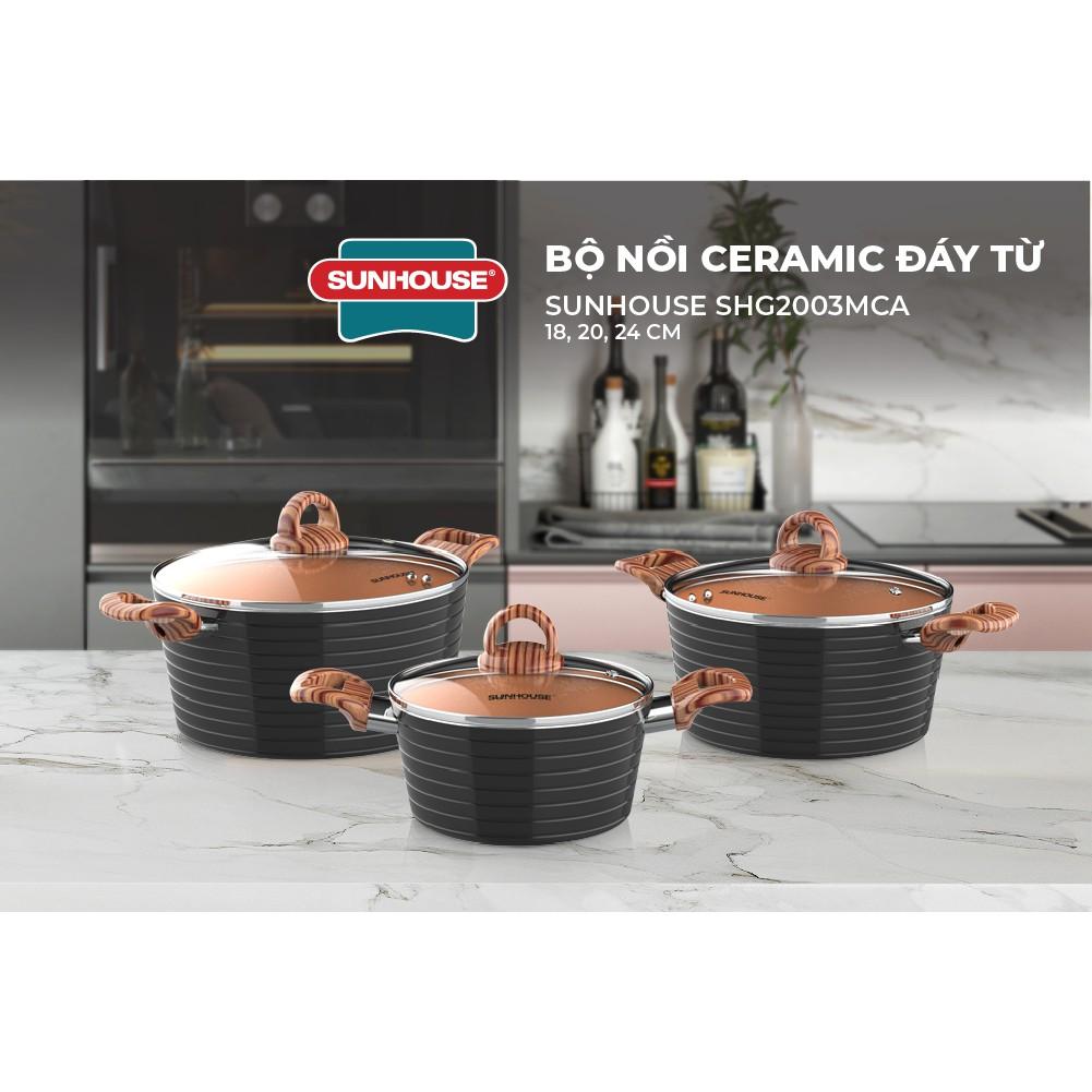 Bộ Nồi Ceramic SUNHOUSE Đáy Từ 18, 20, 24cm SHG2003MCA