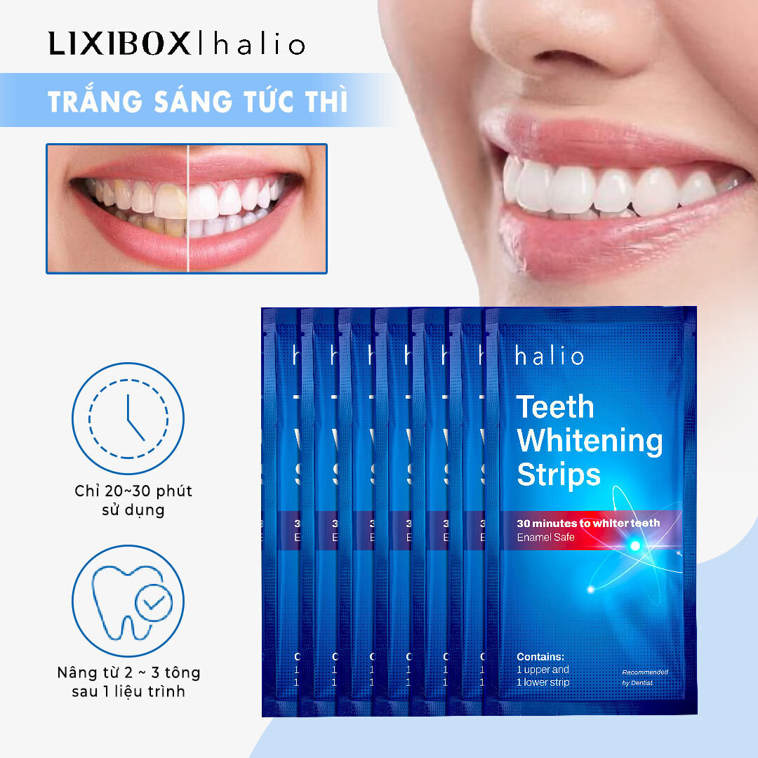 Miếng Dán Trắng Răng Không Ê Buốt Halio Teeth Whitening Strip