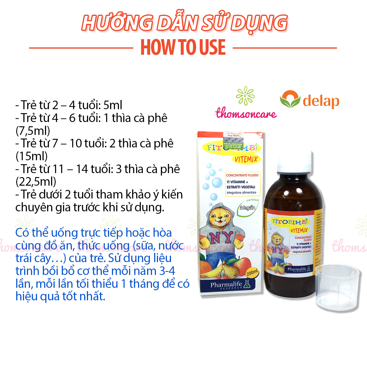 Bổ sung Vitamin cho bé - Vitemix Bimbi của hãng Fitobimbi - Nhập khẩu từ Ý