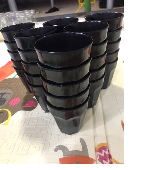 Bộ 10 ly,cốc uống nước nhựa Melamine đen bóng Ø 8.5 x 8.9 cm