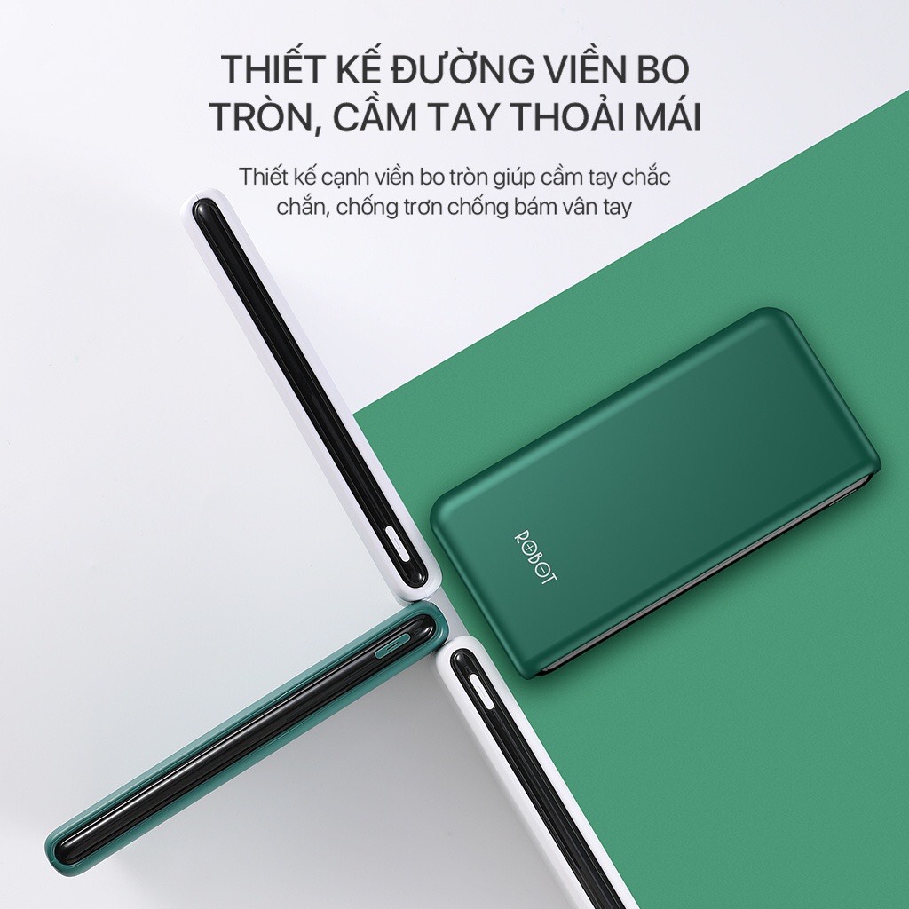 Pin Sạc Dự Phòng ROBOT RT180 10000mAh Thiết Kế Nhỏ Gọn 1 Cổng USB Và 1 Cổng Micro/Type-C - Hàng Chính Hãng