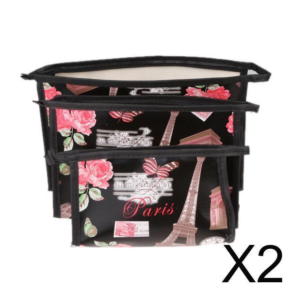 2x3pcs Fashion Cosmetic Toiletry Travel Wash Makeup Bag Holder Pouch Kits Set