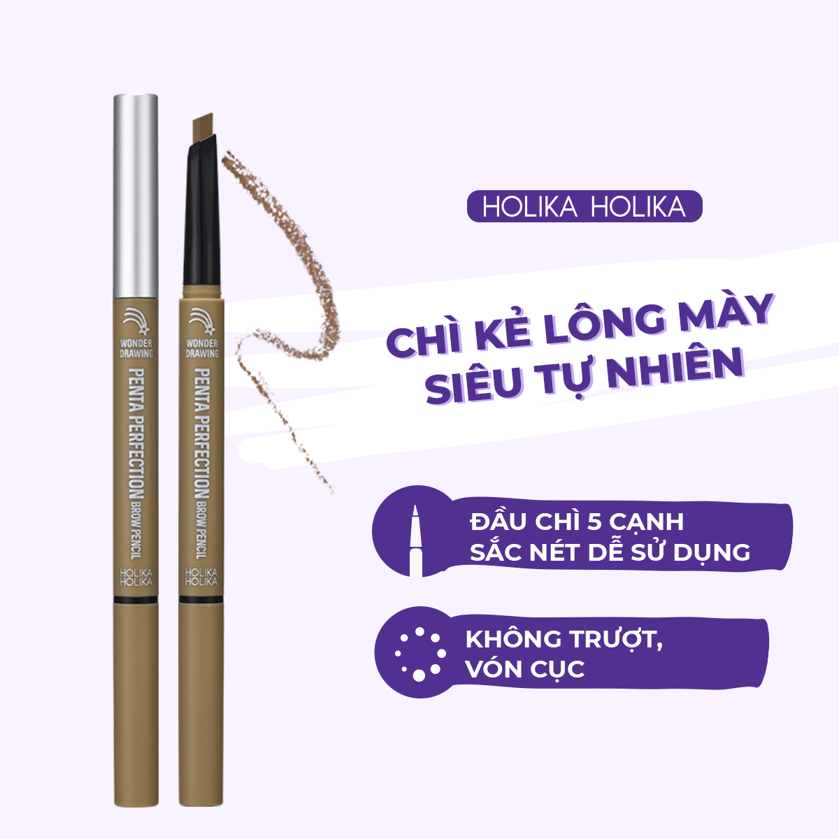 [Siêu Sale 49K] -Chì Kẻ Lông Mày Holika Holika Wonder Drawing Penta Perfection Brow Pencil Cận Date