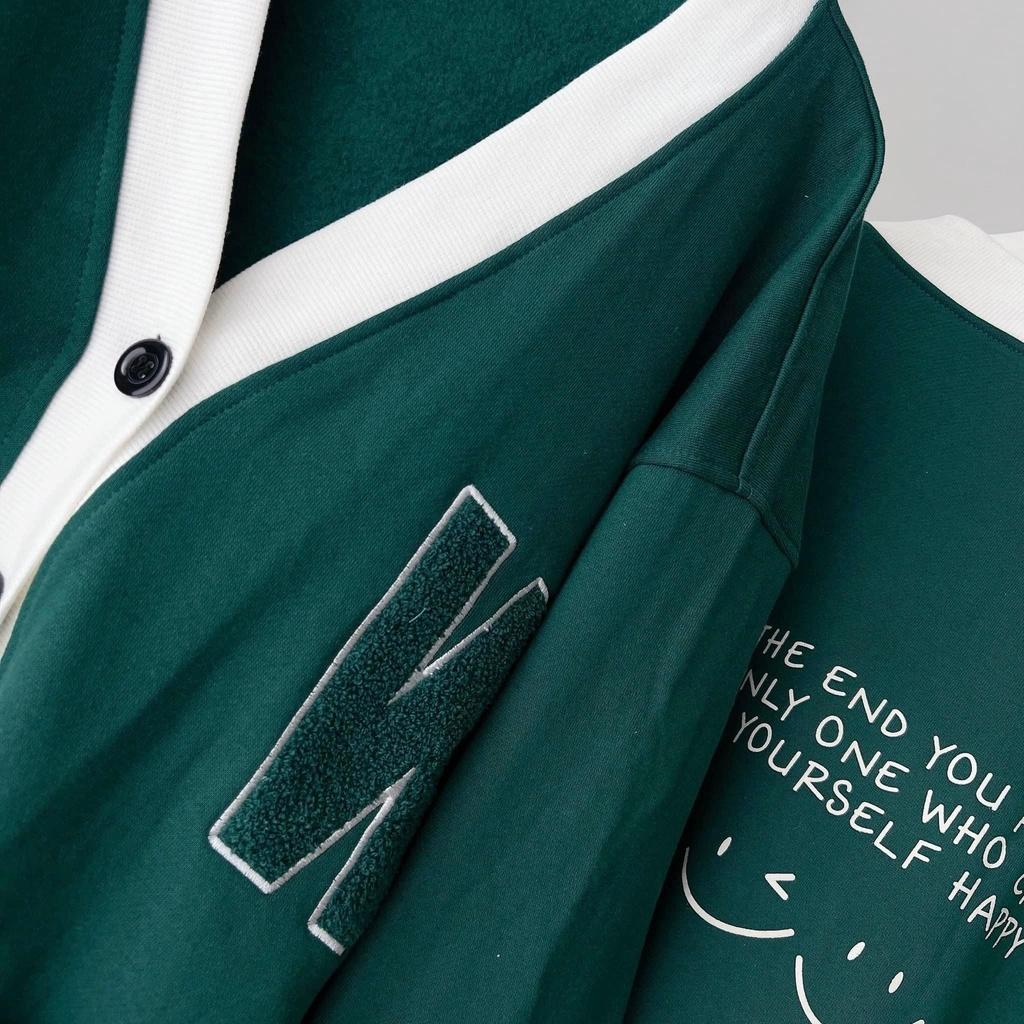 Áo Khoác cardigan nỉ bông W , Áo khoác Nỉ Cardigan ️Áo khoác Bomber Nam nữ cao cấp bông dày mịn form rộng Unisex