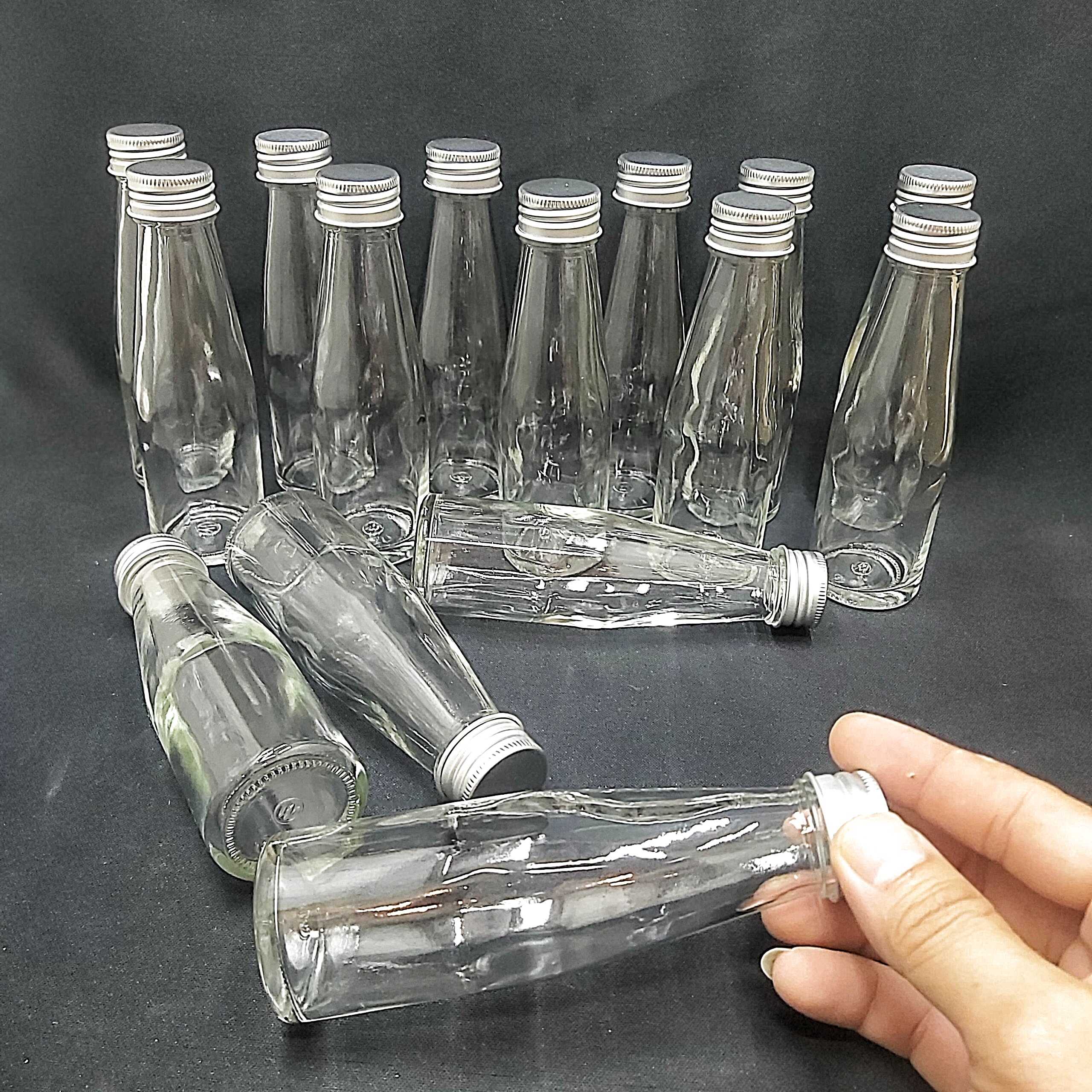 Lọ thủy tinh nhỏ 100ml mẫu trụ cao nắp thiếc bạc – Chai thủy tinh nhỏ - Chai thủy tinh 100ml đựng mật ong, nước mắm, thức uống