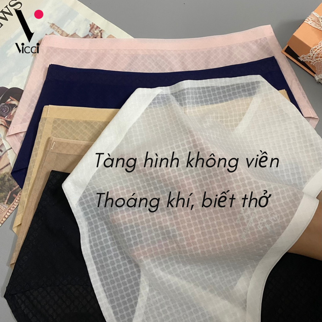 Quần lót nữ cạp cao biết thở Vicci QV.210 công nghệ Microfiber không đường may, siêu mỏng nhẹ, tàng hình không viền, mặc nhẹ như không, thông hơi thoáng khí, kháng khuẩn khử mùi