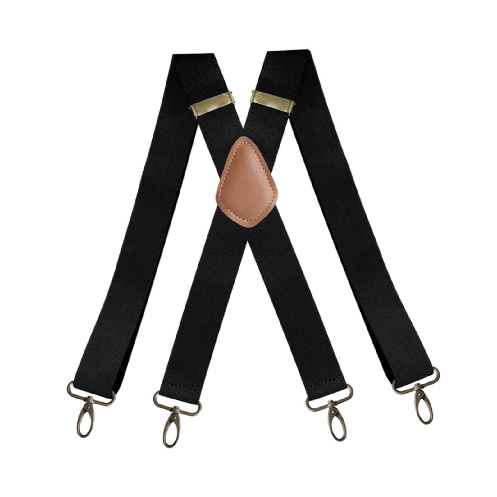 Suspenders for Men Elastic Straps Trouser 4 Clips x Shaped 3.5cm Wide