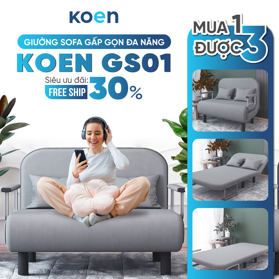 Giường Sofa Gấp Gọn Đa Năng Koen, ghế sofa mở ra thành giường