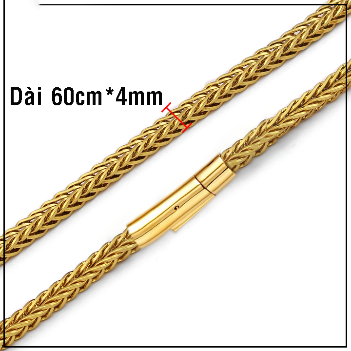 Dây chuyền nam inox cao cấp kiểu khoen đang vuông khóa gài vip mạ vàng siêu đẹp, bền màu, thể hiện đẳng cấp phái mạnh
