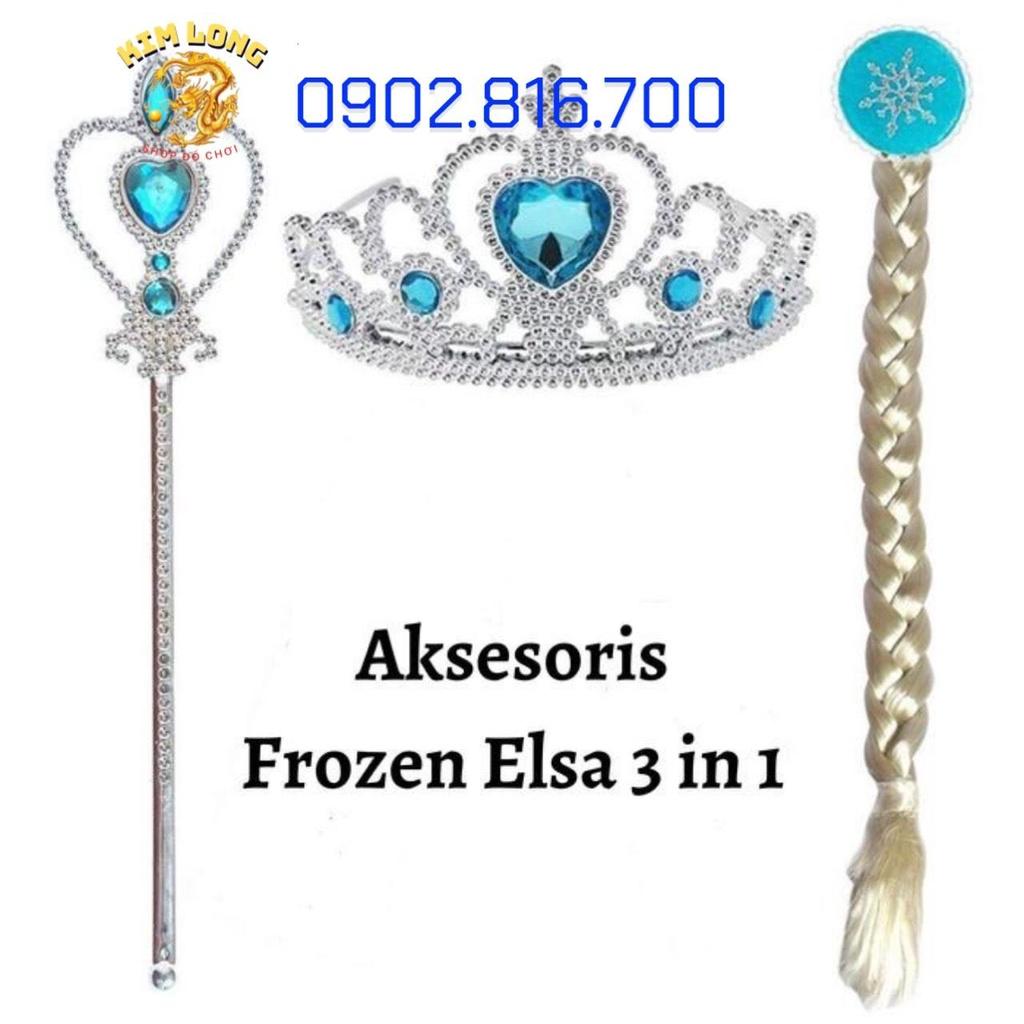 Set phụ kiện vương miện cài tóc cây phép thuật công chúa Elsa nữ hoàng băng giá Frozen cho bé gái