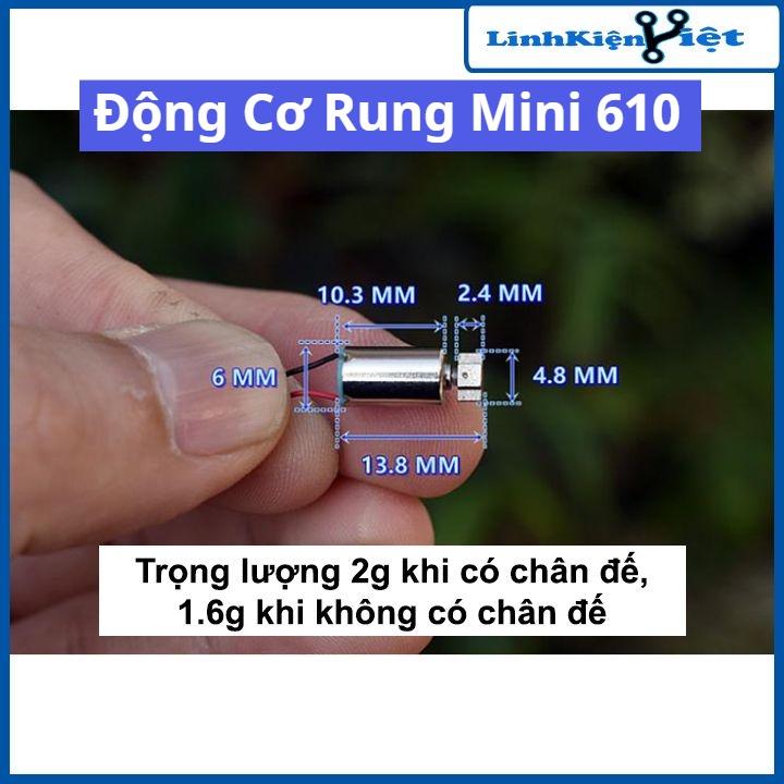 Động cơ rung mini 610 với bánh xe rung bằng thép vonfram DC2.4V 0.13A lực rung lớn