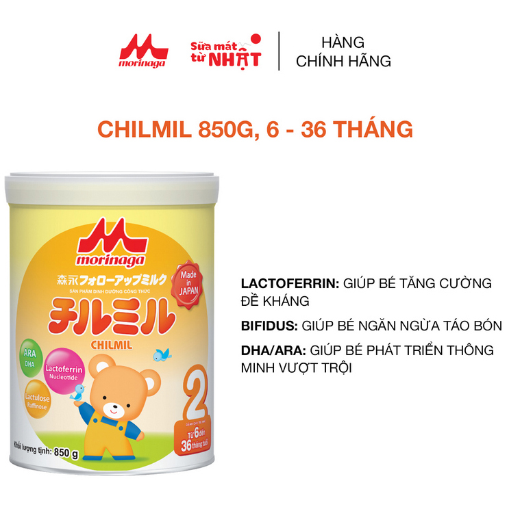 Sữa Morinaga Số 2 Chilmil loại 850g + Tặng Gấu Bông Bé Sữa