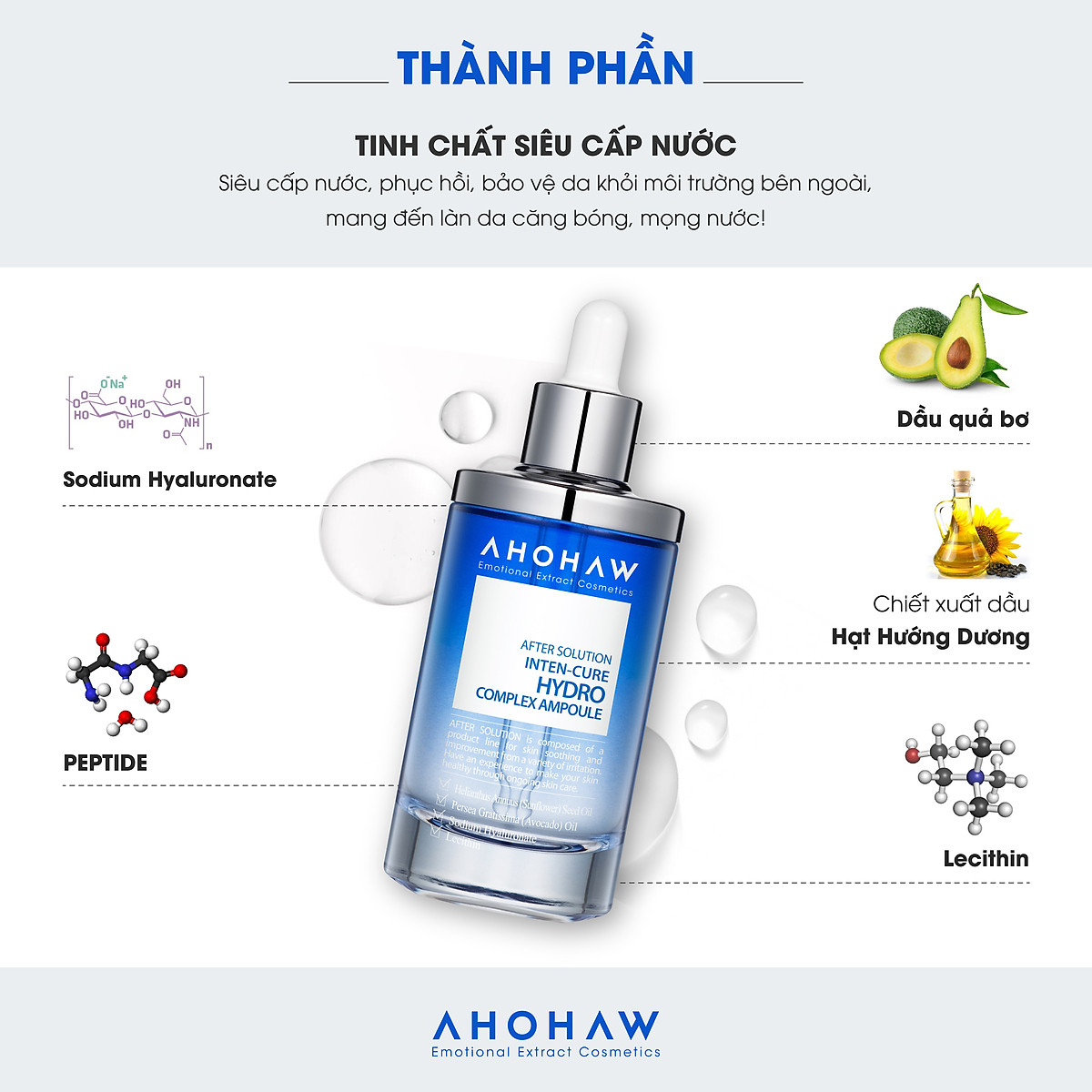 Tinh Chất Cấp Ẩm, Căng Bóng Cao Cấp Ahohaw After Solution - Hàng Chính Hãng