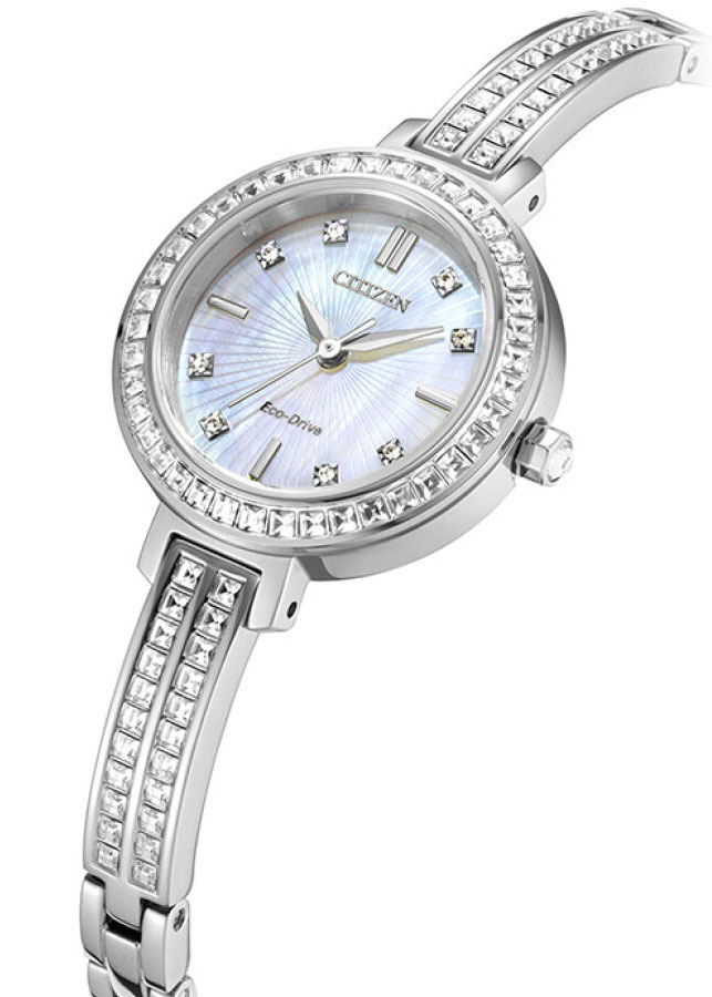 Đồng Hồ Nữ Citizen Đính Đá Swarovski Dây Thép Không Gỉ EM0860-51D - Mặt Xà Cừ