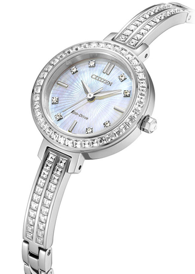 Đồng Hồ Nữ Citizen Đính Đá Swarovski Dây Thép Không Gỉ EM0860-51D - Mặt Xà Cừ (25mm)