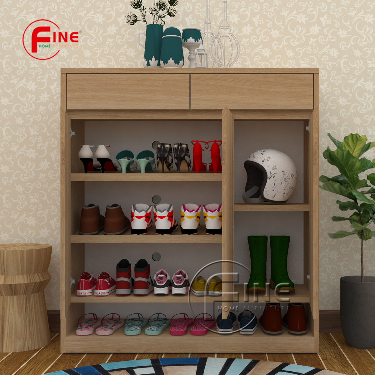 Tủ Giày Dép FINE hiện đại sang trọng phong cách thời trang FTG018 phù hợp cho Căn Hộ, Nhà Phố