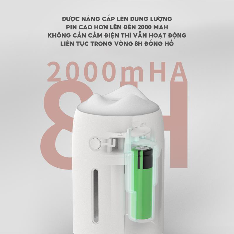 Máy Phun Sương Mini Tạo Ẩm Không Khí Cho Phòng Ngủ Tạo Hình Núi Lửa Dung Tích 310ml Diện Tích Sử Dụng 10 Mét Vuông