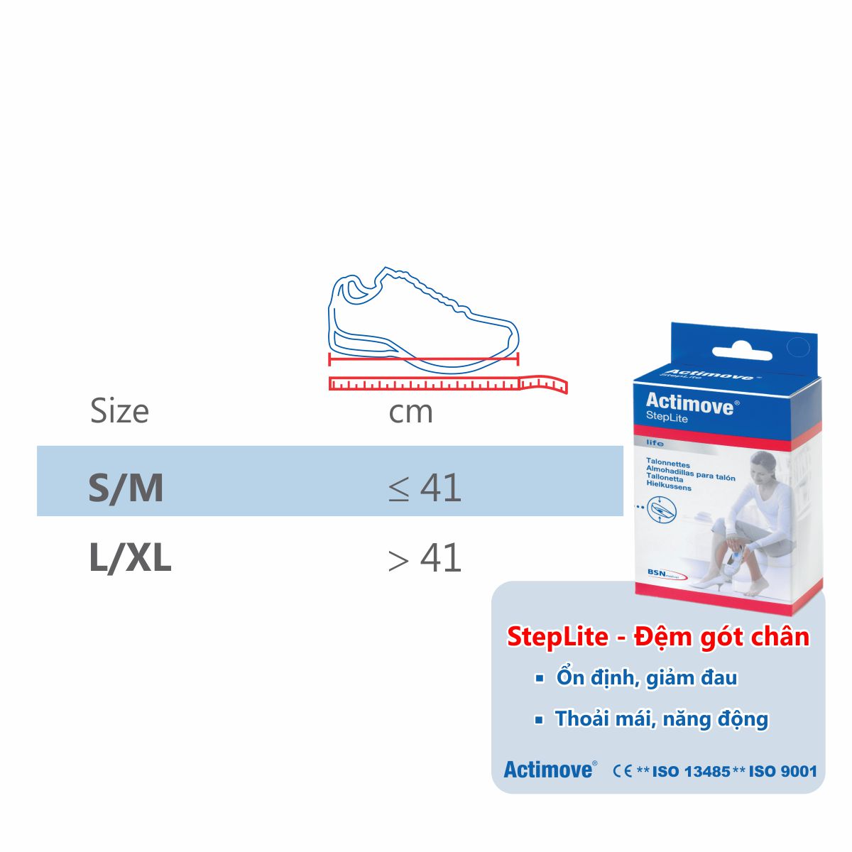 Đệm gót chân silicone tăng chiều cao Actimove Steplite