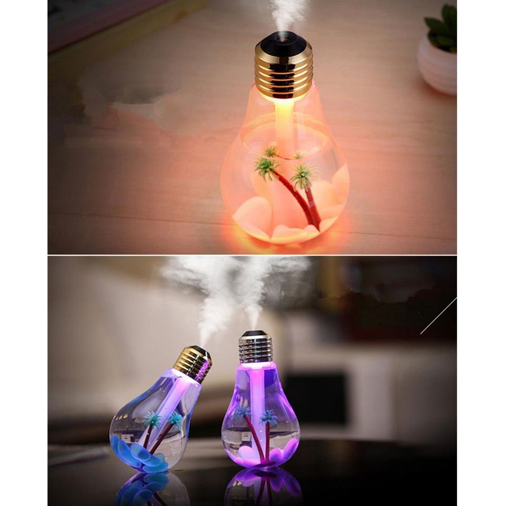 Portable 400ML LED Bulb Humidifier Colorful Light USB Diffuser Air Purifier