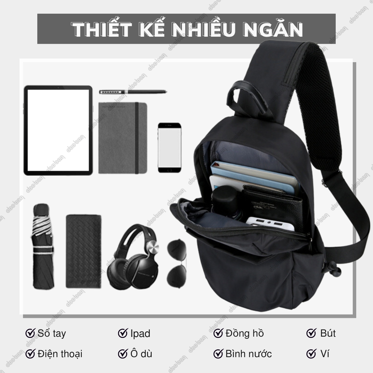 Túi đeo chéo thiết kế thời trang Doo Bag chất liệu oxford chống nước, chống xước tốt