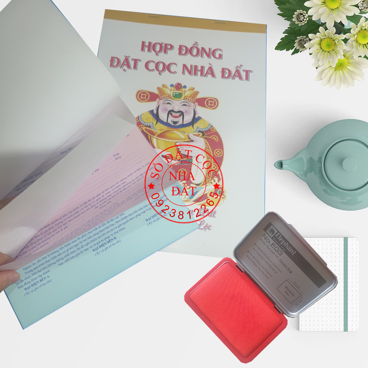 Sổ đặt cọc nhà đất Thần Tài + Hộp mực lăn tay