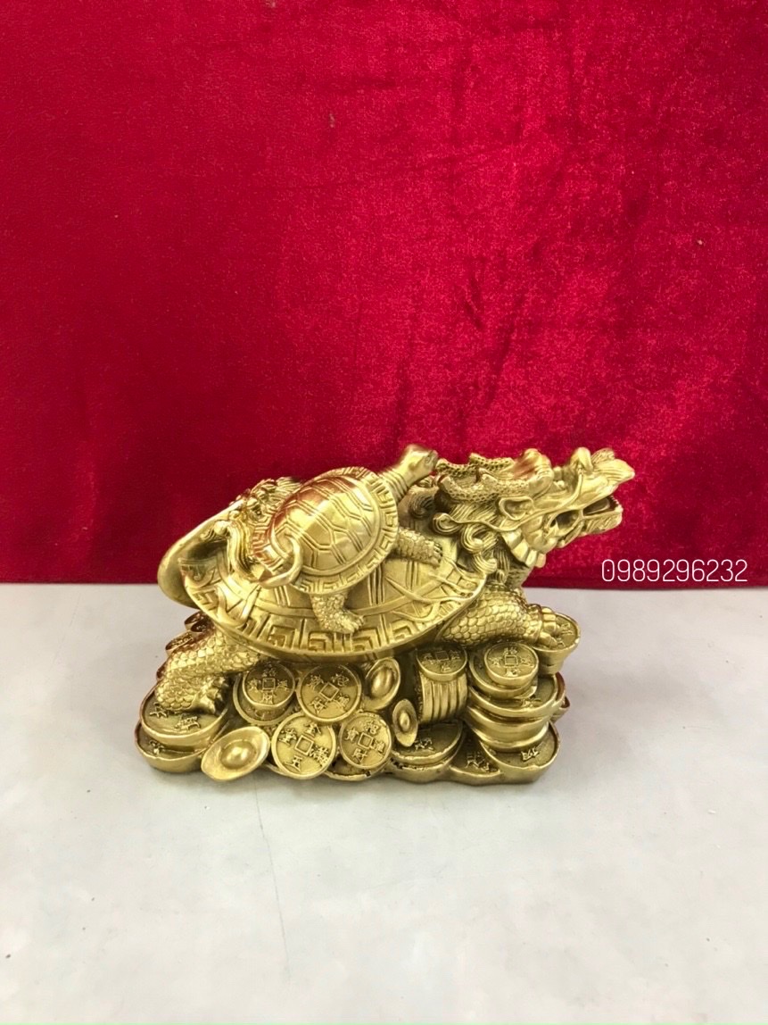 Long Quy cõng con cỡ trung đồng vàng - Long quy phong thủy tài lộc