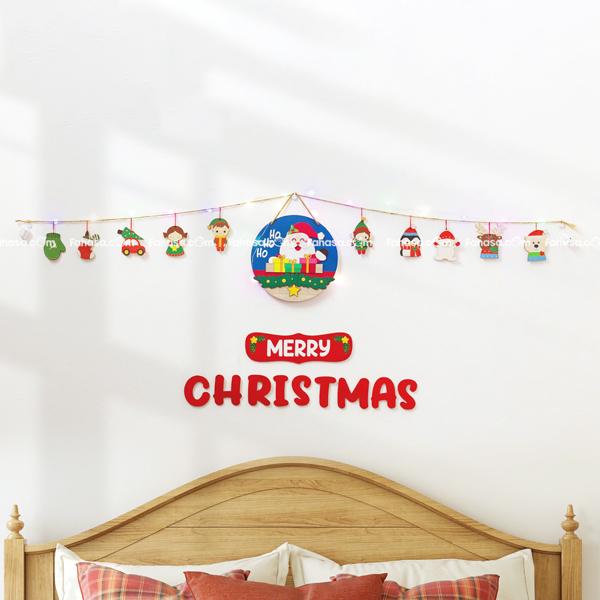 Dây Hình Gỗ Treo Tường Trang Trí Giáng Sinh - Bách Mộc - Ho Ho Ho