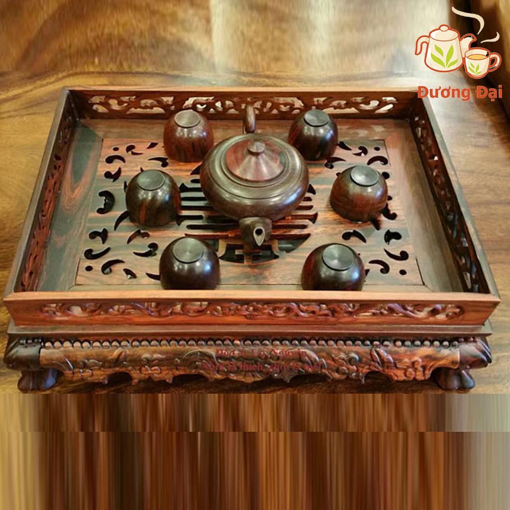 Khay trà chân quỳ gỗ cẩm lai để bàn phòng khách
