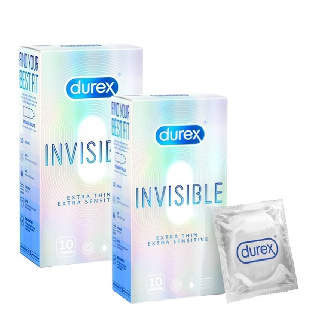 Bộ 2 hộp Bao cao su Durex Invisible Extra Thin Extra Sensitive 10 bao