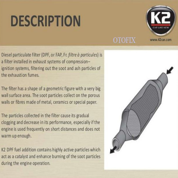 Phụ gia súc tẩy làm sạch bộ lọc bụi diesel (dpf) cho xe hơi chạy dầu-K2 DPF 50 ml