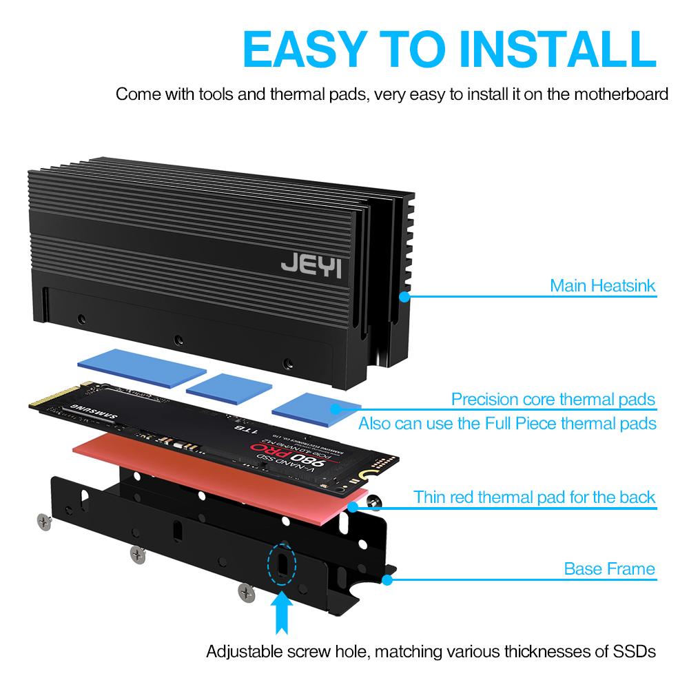 JEYI làm mát Warship chống bụi nóng Thanh vàng NVME NGFF M.2 2280 Tấm nhôm dẫn nhiệt độ dẫn nhiệt silicon Wafer