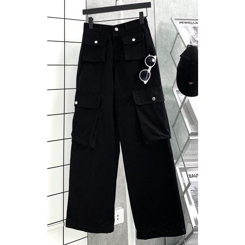 Quần kaki Cargo dài suông ống rộng túi hộp màu trơn form nam nữ unisex Quần baggy kaki style Ulzzang