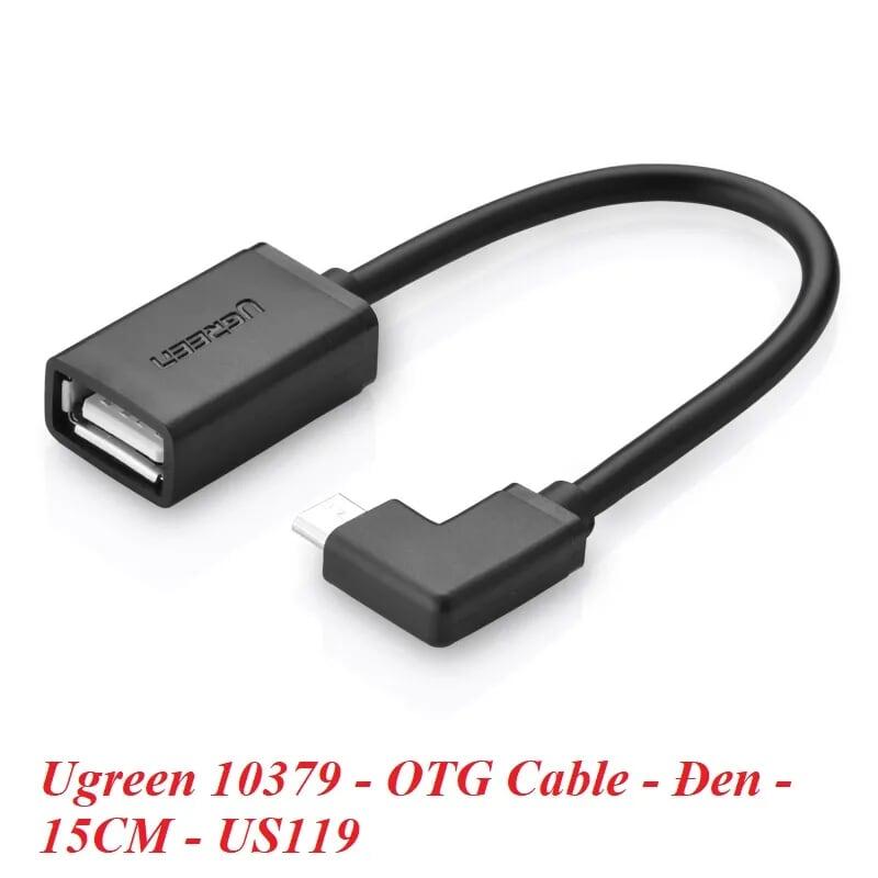 Ugreen UG10379US119TK 15CM màu Đen Cáp chuyển đổi MICRO USB sang USB âm hỗ trợ OTG đầu vuông góc 90 độ - HÀNG CHÍNH HÃNG